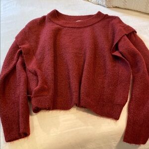 Vigoss Red Crew Neck Sweater Cozy Knit Cropped